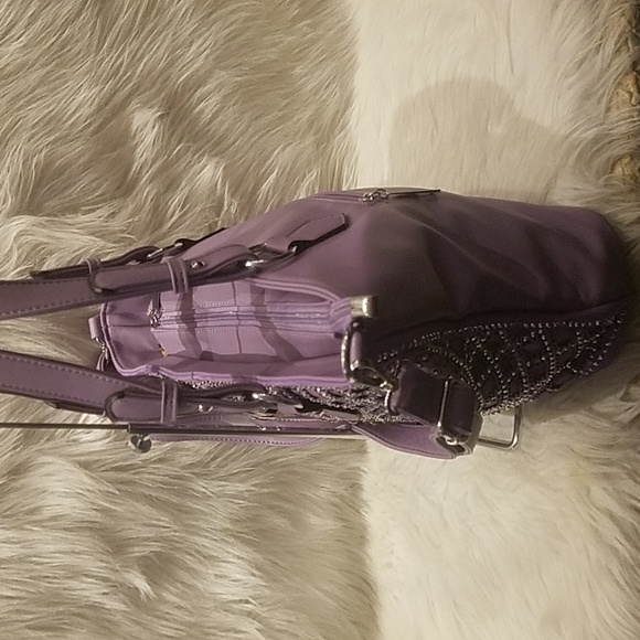 HANDBAG EXPRESS LAVENDER RHINESTONE SUNBURST TOTE - Picture 7 of 8